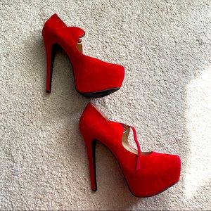 JUSTFab 6 inch red heels
